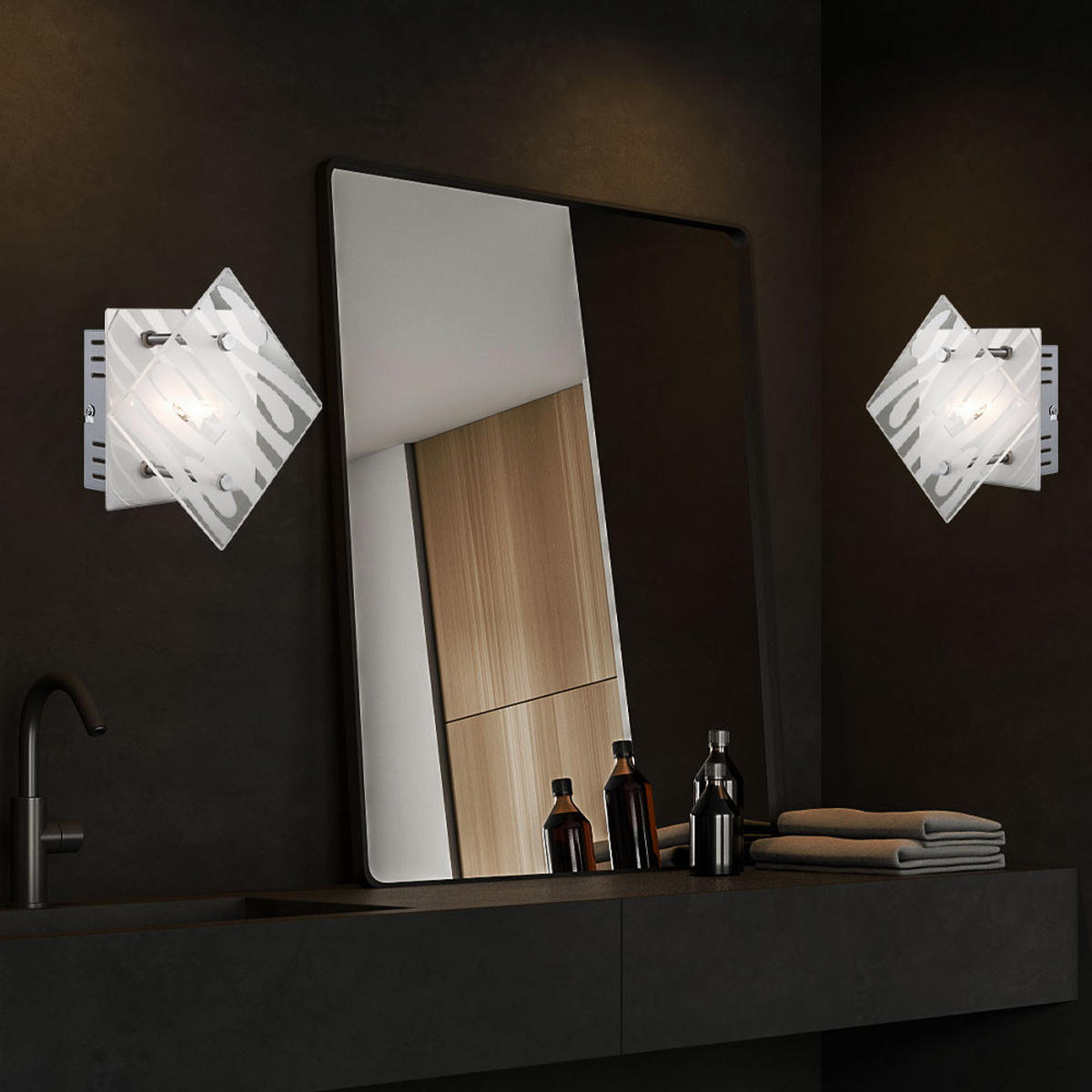 WANDLEUCHTE CARAT Chrom Silber - Silberfarben, Glas (17/7.8/17cm) - Globo Lighting