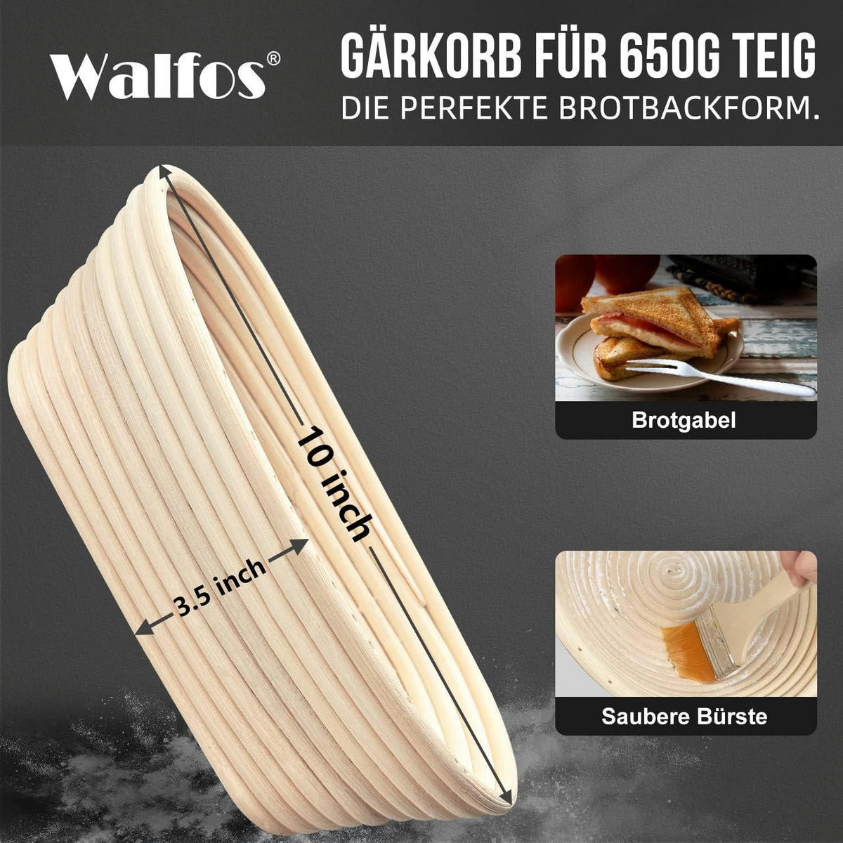 GÄRKÖRBCHEN Set 25 cm Oval mit Leinenbezug und Zubehör - Beige, Naturmaterialen (8.5/1/25cm)