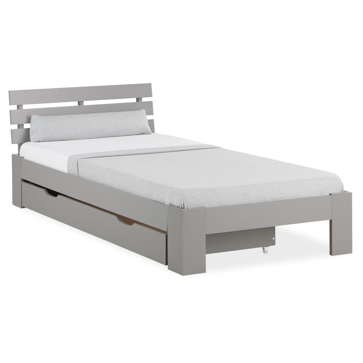 HOLZBETT mit Stauraum 90/200 cm grau - Grau, Holz (90/200cm) - Homestyle4u