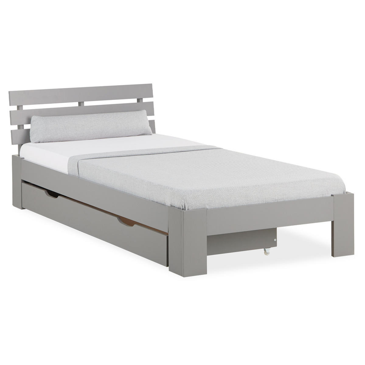 HOLZBETT mit Stauraum 90/200 cm grau - Grau, Holz (90/200cm) - Homestyle4u