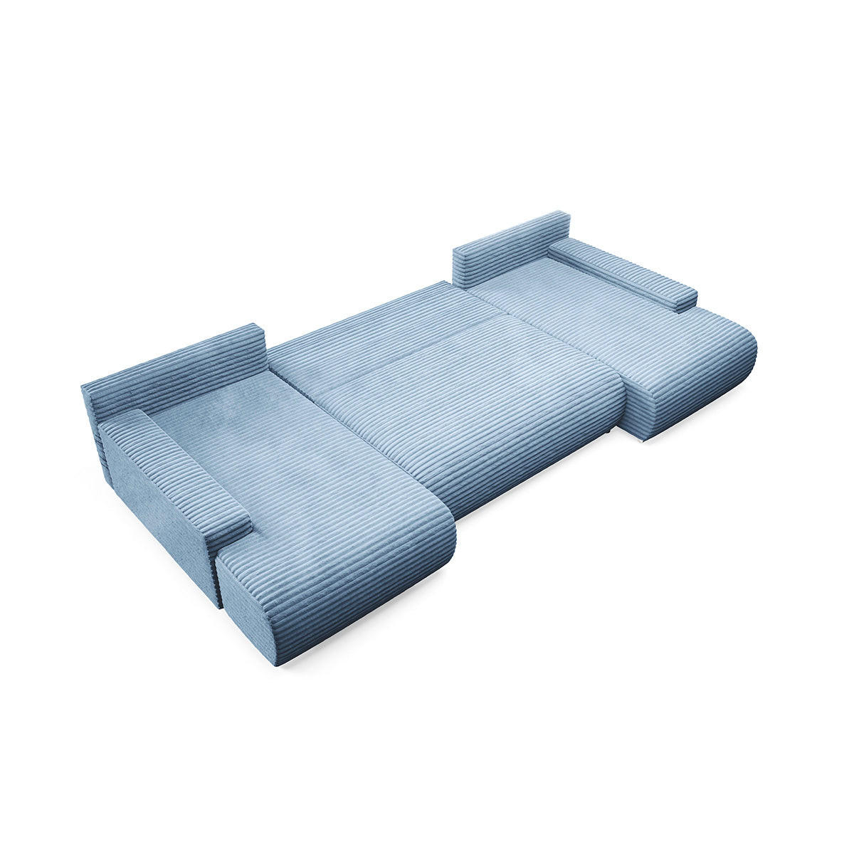 PANORAMASOFA Ivana 4 Sitzplätze Hellblau - Blau, Holz (350/85/172cm) - Petits-meubles