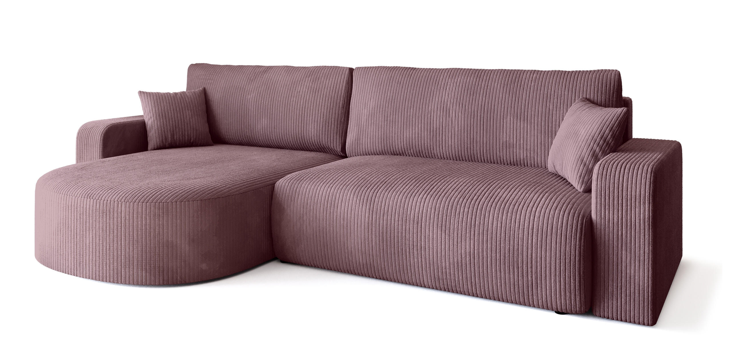 ECKSOFA Bisk mit Schlaffunktion Puderrosa Cordstoff - Pink, Textil (275/170cm) - Bromarkt