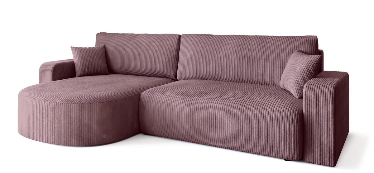 ECKSOFA Bisk mit Schlaffunktion Puderrosa Cordstoff - Pink, Textil (275/170cm) - Bromarkt