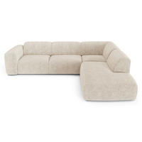 ECKSOFA RECHTS Gemusterter Samt Creme 269cm - Creme, Textil (269/221cm) - Sia Home