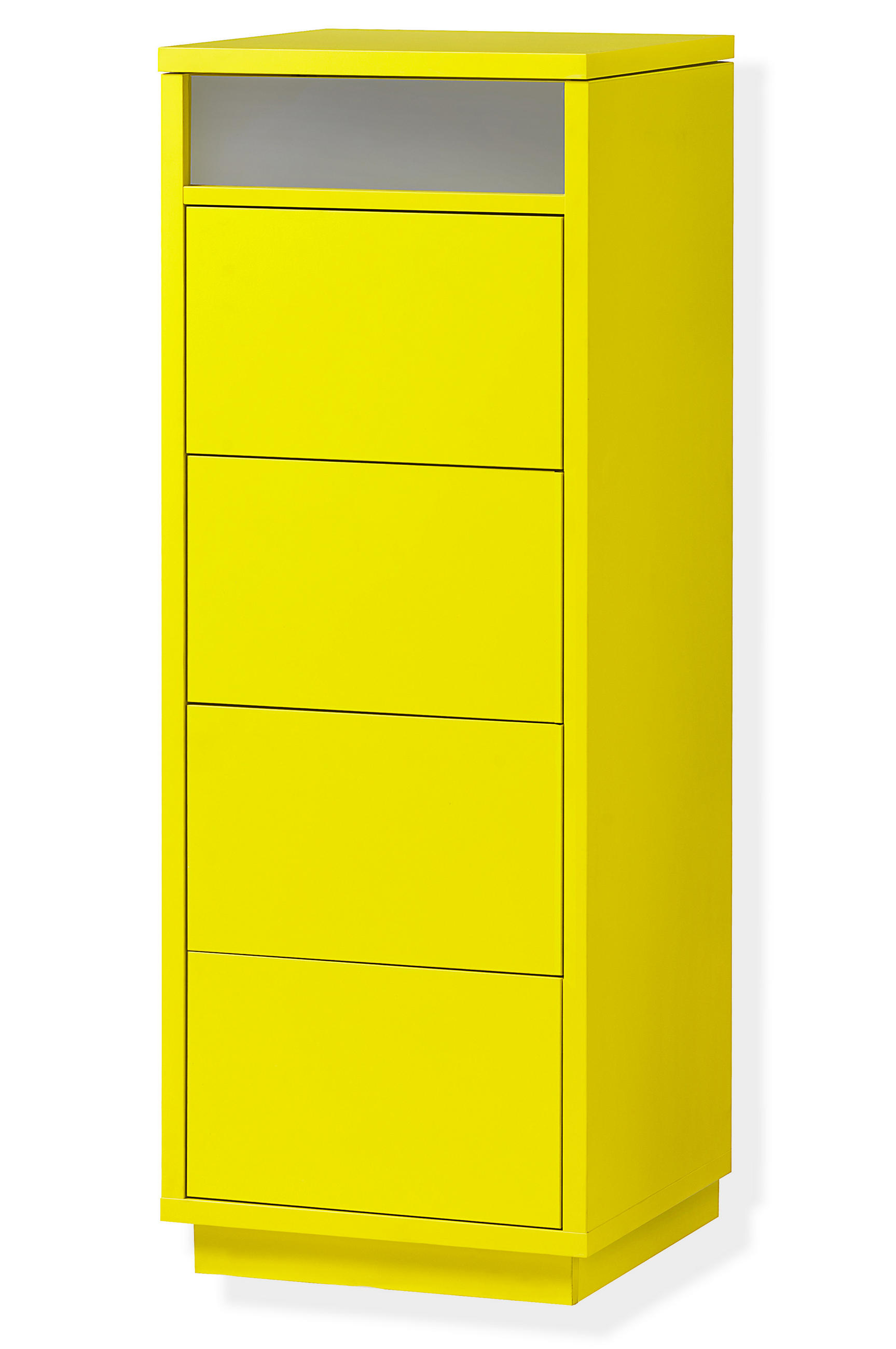 KOMMODE Eyecatcher farbige Schubkastenkommode mit Klappdeckel und Ablagefach - Gelb, Holzwerkstoff (40/110/39cm) - Aileenstore