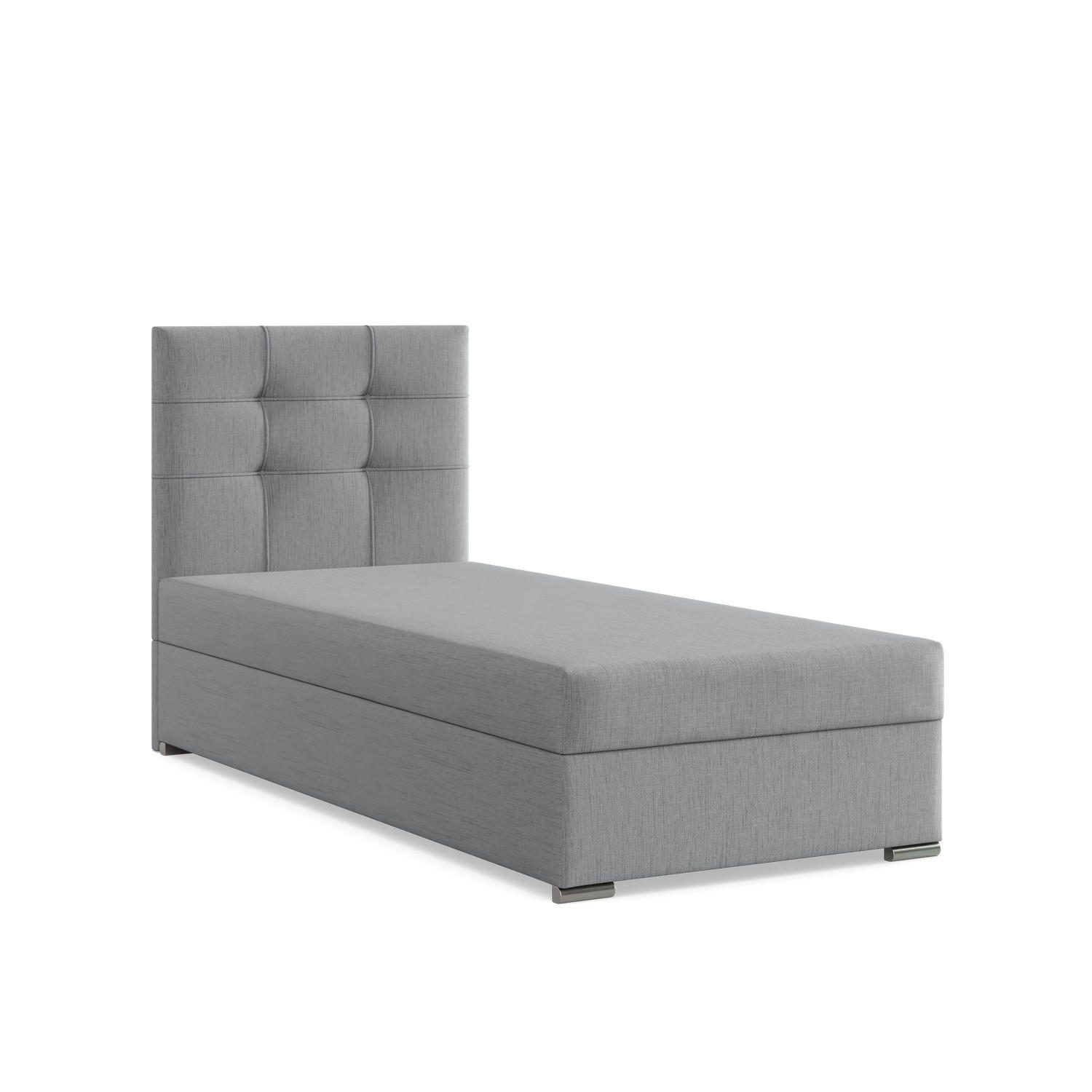 BOXBETT MIT KOPFTEIL 90x200 ELDA, Grau - Hellgrau, Textil (90/200cm) - Mebligo