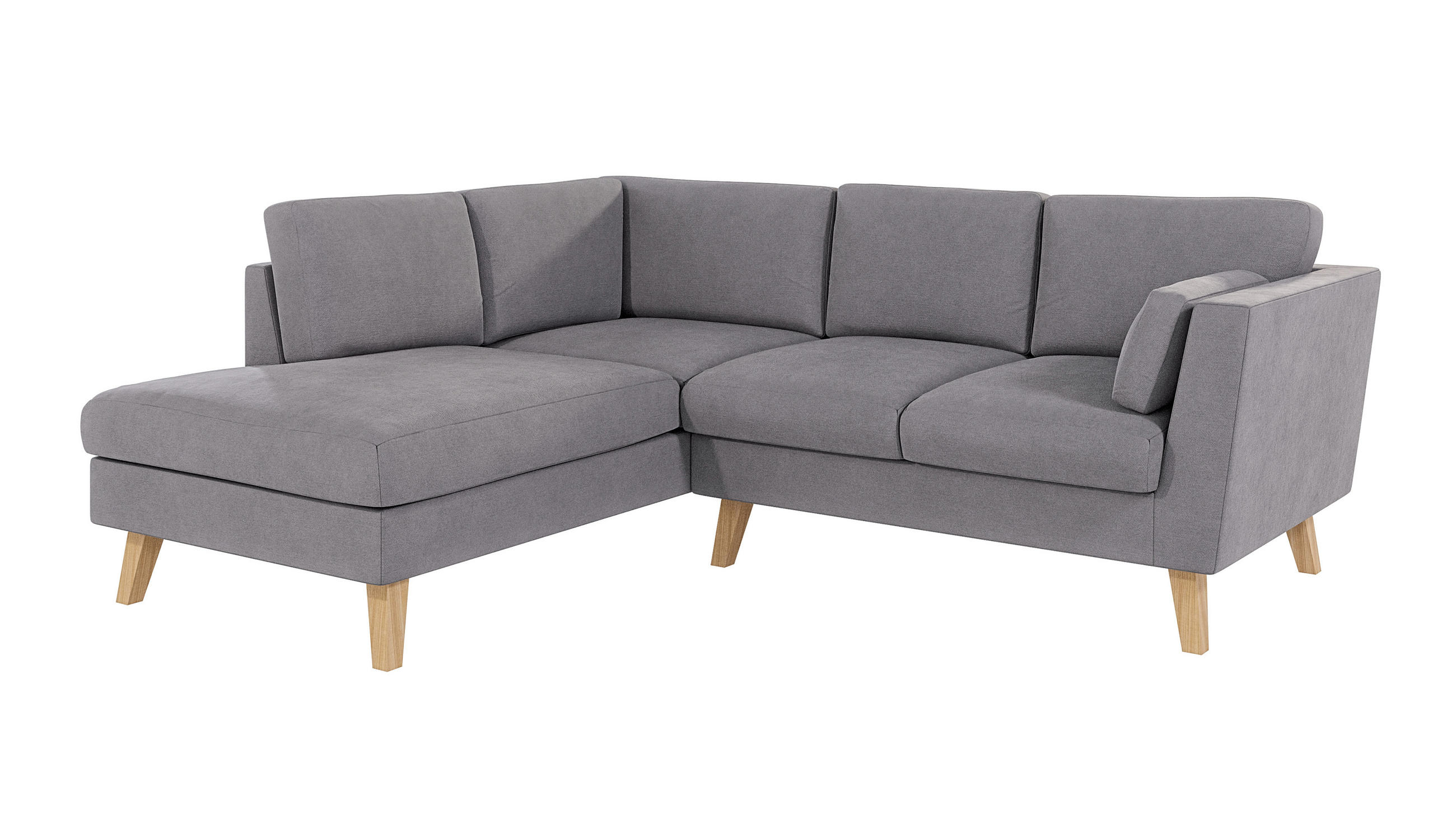 ECKSOFA Mario Grau Microfaser - Naturfarben/Grau, Buchenholz/Textil (221/186cm) - S-Style Möbel