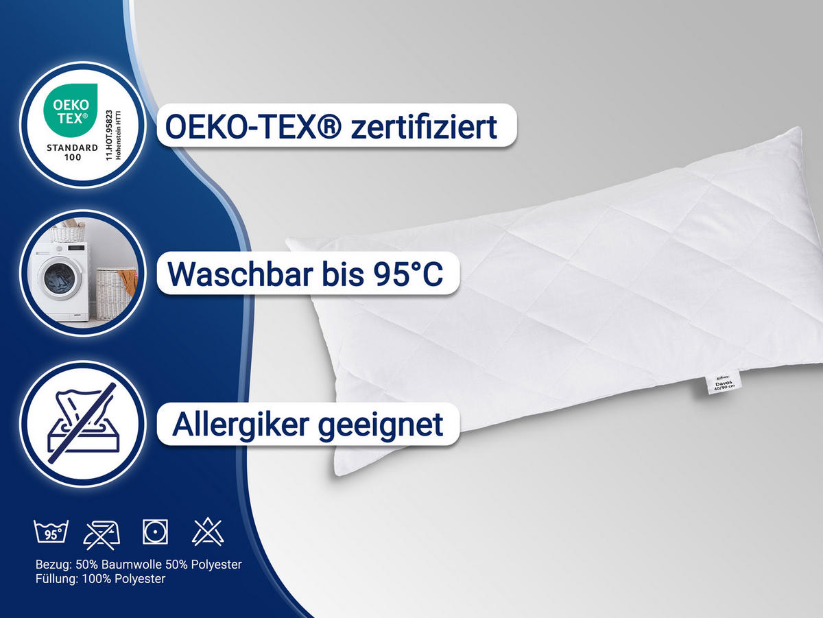 KISSEN, 40x90 cm, 50% Polyester, 50% Baumwolle, Weiß - Weiß, Textil (40/90cm) - Zollner