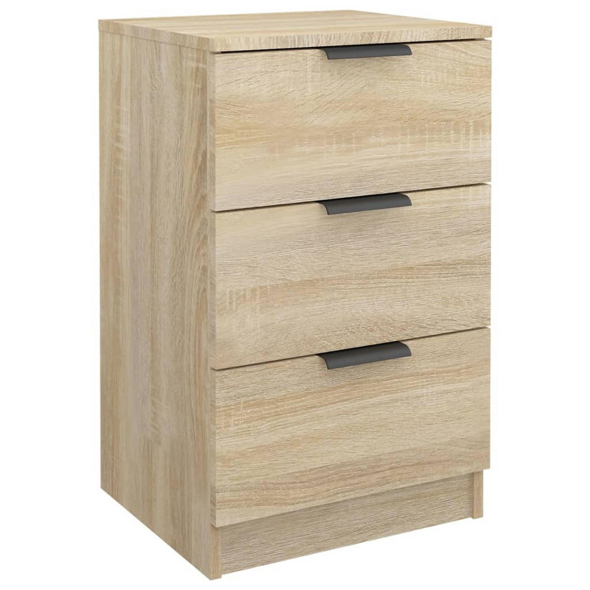 NACHTTISCH 2-teilig mit 3 Schubladen 40/36/65 cm in Sonoma-Eiche Dekor - Schwarz/Sonoma Eiche, Holz (40/65/36cm) - vidaXL