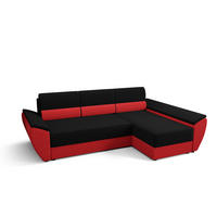 ECKSOFA L REBI L3 Rainbow 15/22 Rechts mit Schlaffunktion, Schwarz/Rot - Rot/Schwarz, Textil (251/140cm)