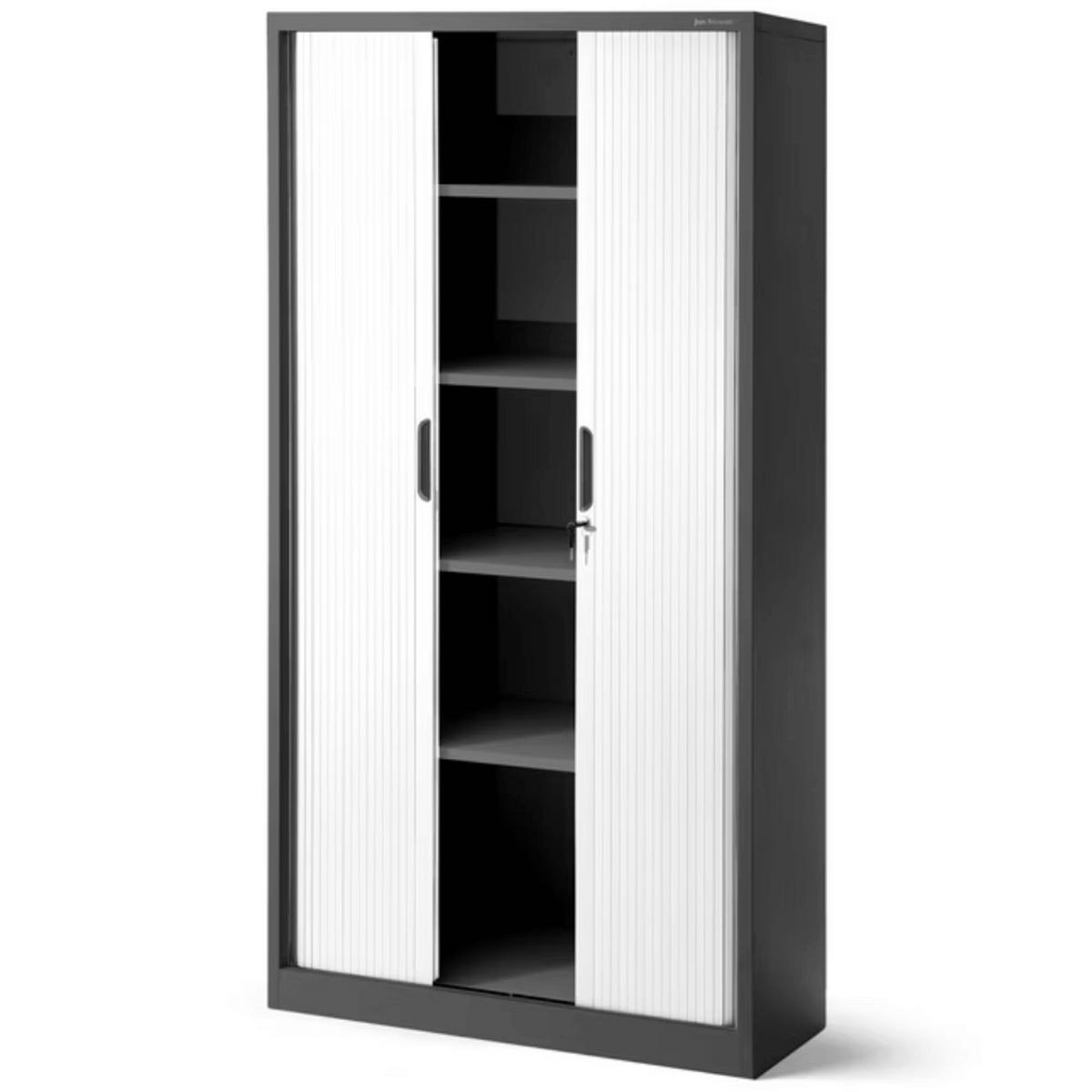 AKTENSCHRANK abschließbar KETI mit Rolladentüren 185x90x45cm Anthrazit-Weiß - Anthrazit, Metall (90/185/45cm) - DELUKE