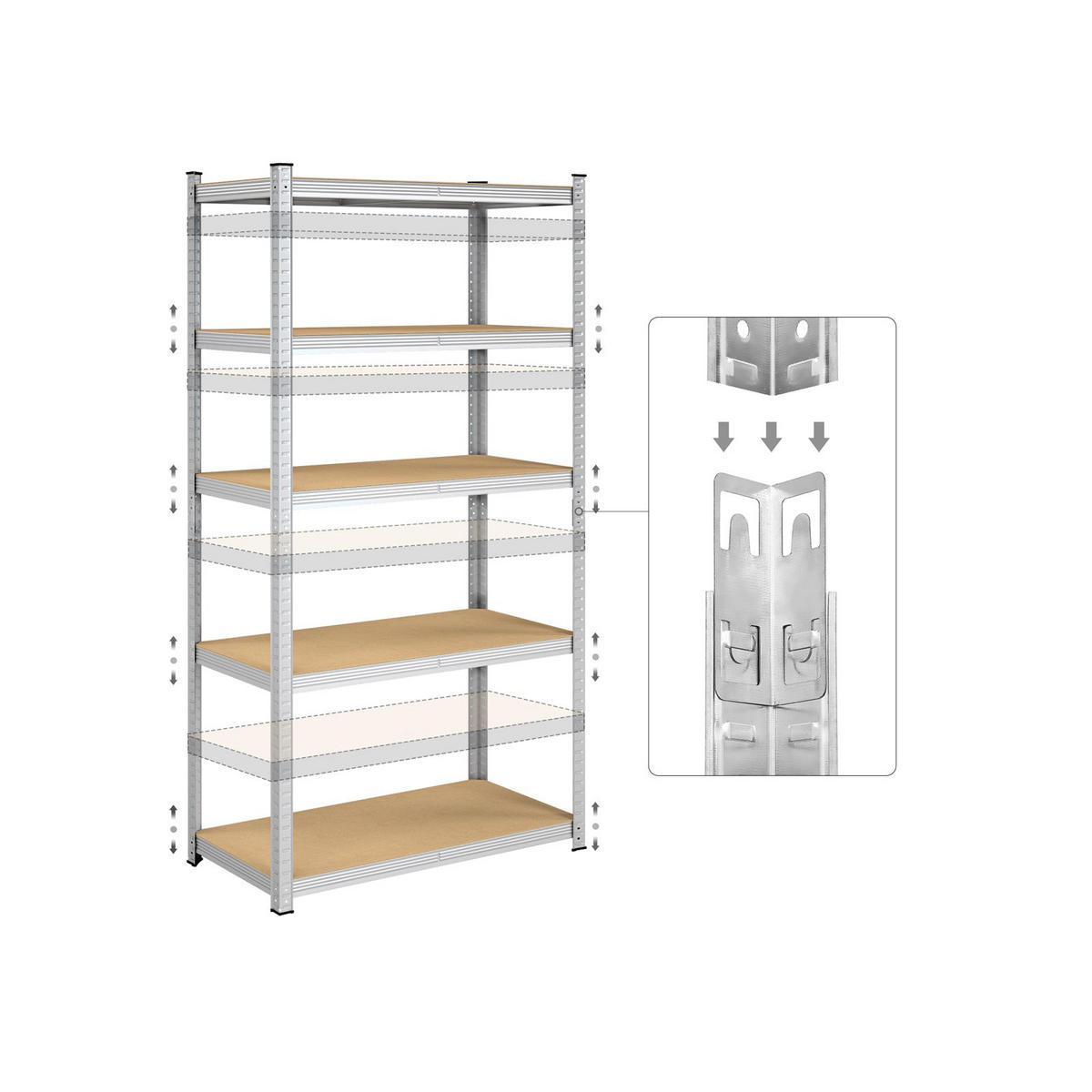 STANDREGAL - Silberfarben, Metall (100/200/50cm) - Hansiro
