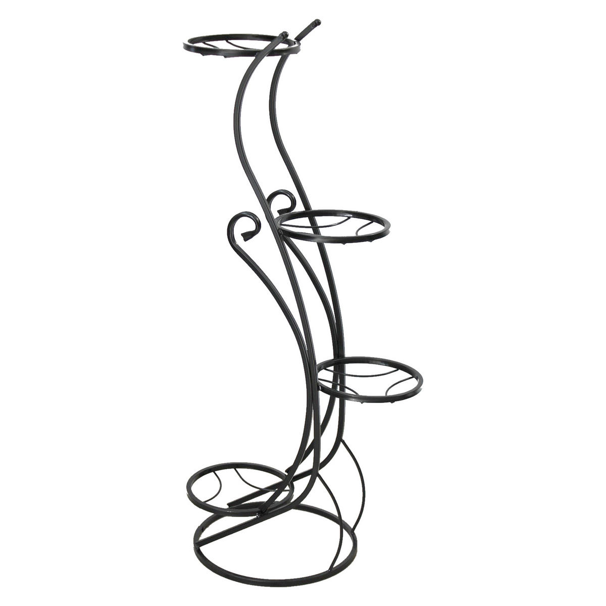 DANDIBO Blumentreppe Metall Schwarz 96 cm Blumenständer mit 4 Ablagen KW410 Blumensäule Pflanzensäule Pflanzenständer - Schwarz, Metall (54/96/37cm) - DanDiBo