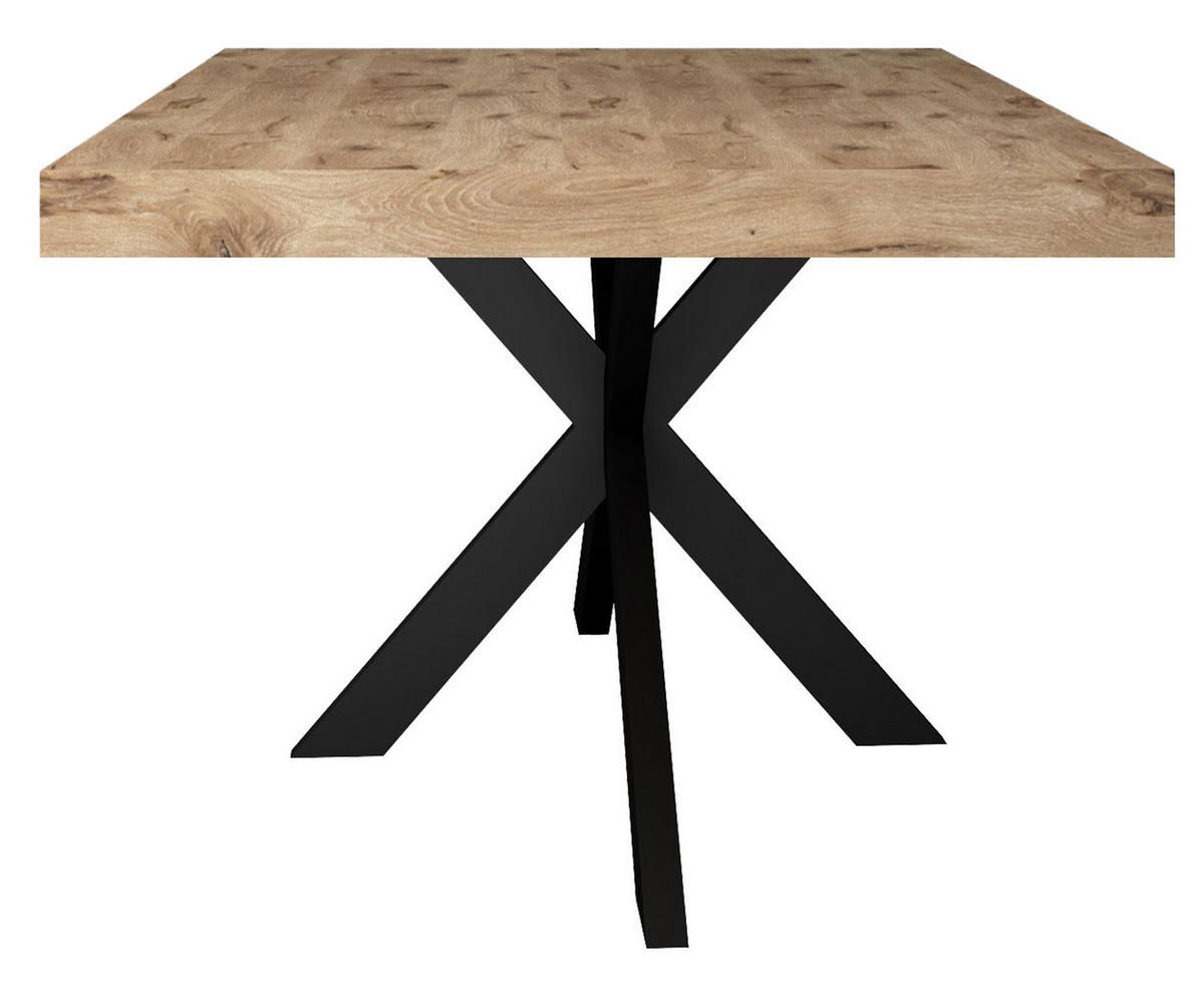 ESSTISCH Elgin 2 210x80x100 Metall+Holzwerkstoff Schwarz/Viking Oak - Eichefarben/Schwarz, Holzwerkstoff (210/100/80cm) - 58aufmkessel