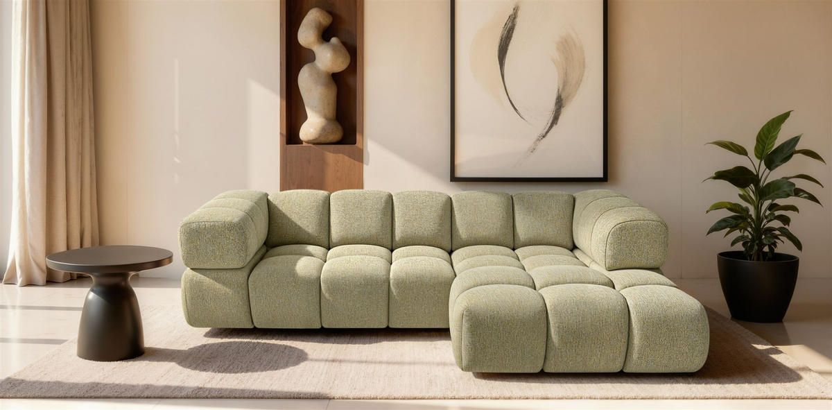 ECKSOFA Blanche In Puente - Sandfarben, Holzwerkstoff/Textil (150/280cm) - Fun Möbel