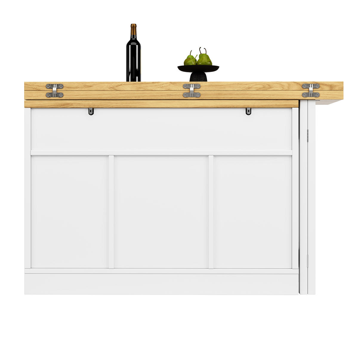 KÜCHENINSEL-ESSTISCH Weiß 120–197×40×72 cm mit 360° Drehtisch und Scheunentor-Schiebetür aus Holzwerkstoff - Weiß, Holzwerkstoff (120/72/40cm) - Luhomfu