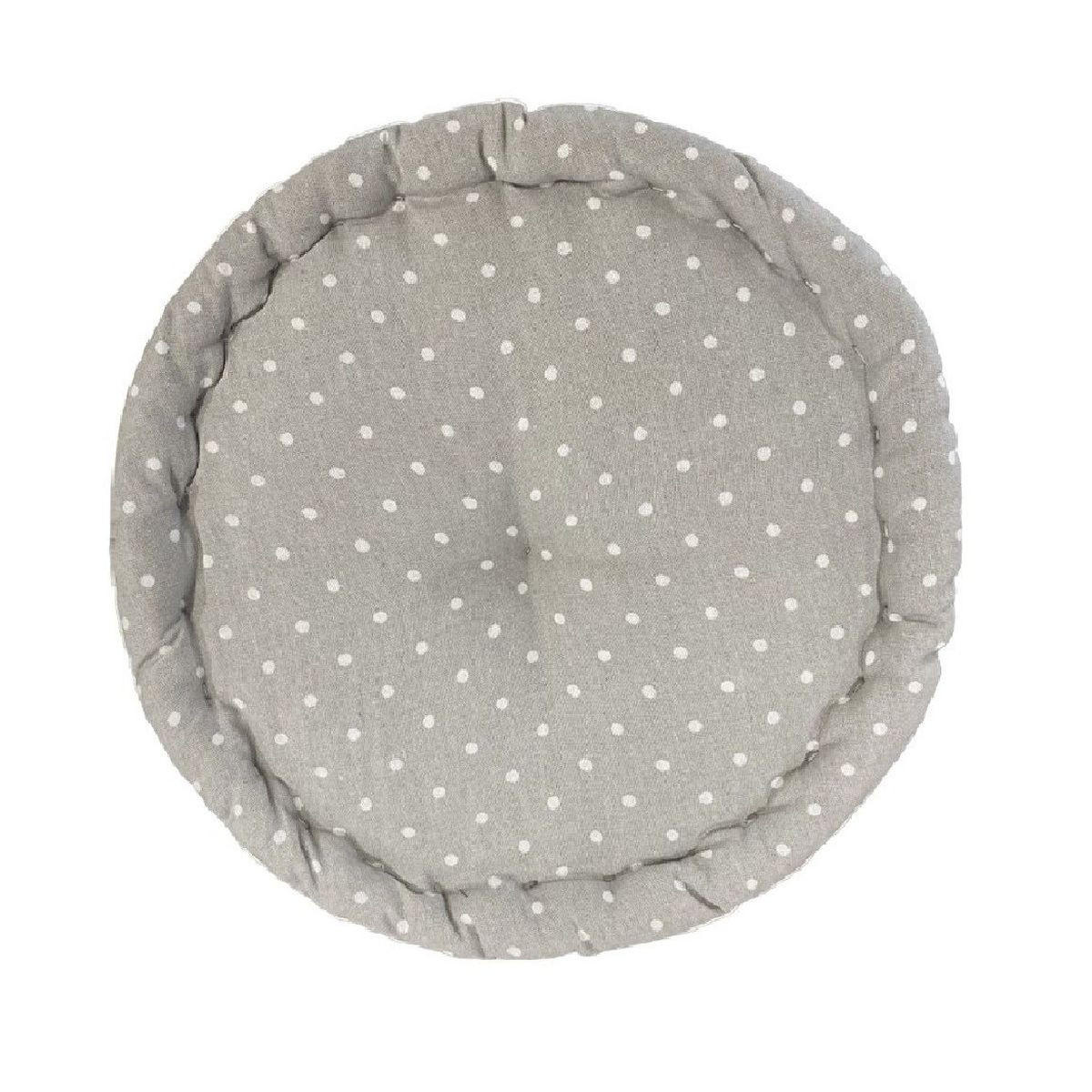 BODENKISSEN Baumwolle Constance rund Grau 40/40/12 cm - Grau, Naturmaterialen (40cm) - Today