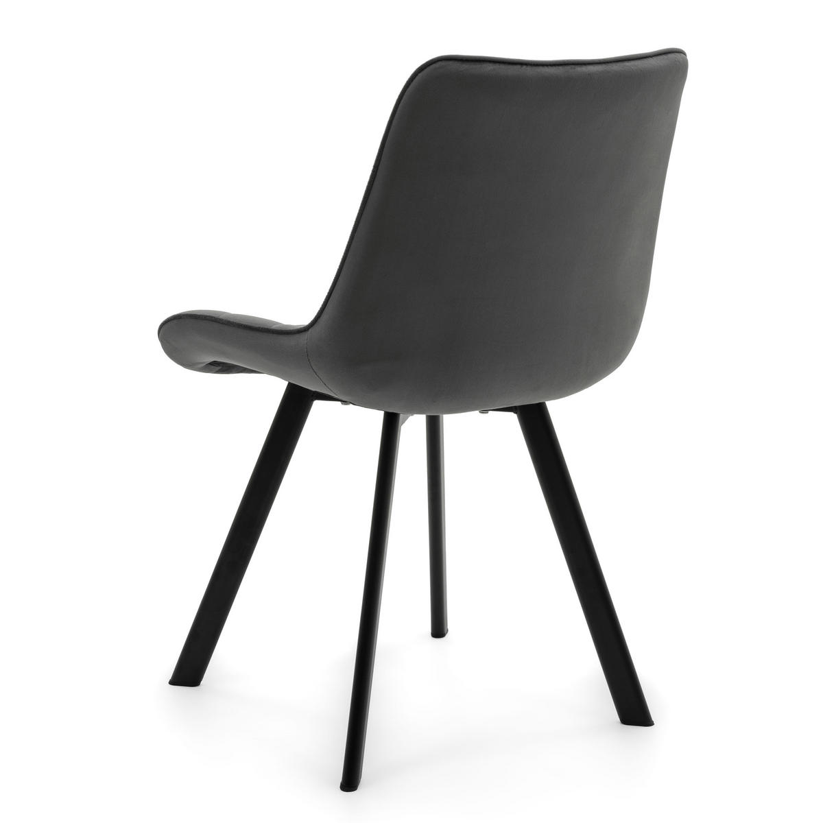 STUHL TORI gepolsterter mit Steppung - grau - Samt Velour - Schwarz/Grau, Textil/Metall (53/86/60cm) - NEW HOME