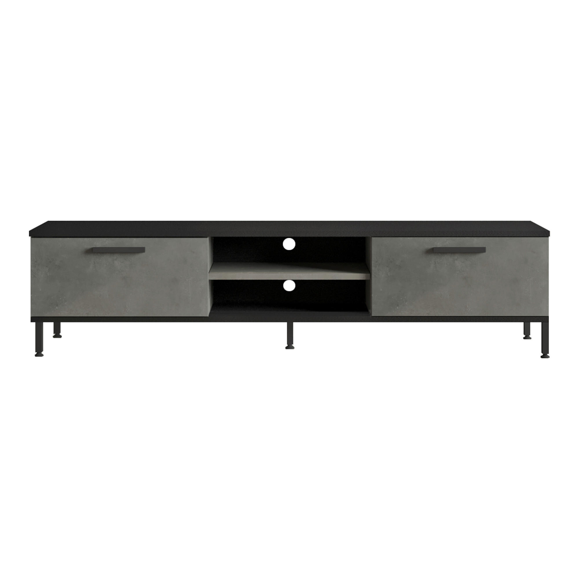 LOWBOARD Lempäälä - Schwarz, Holzwerkstoff/Metall (160/39/35cm) - [en.casa]