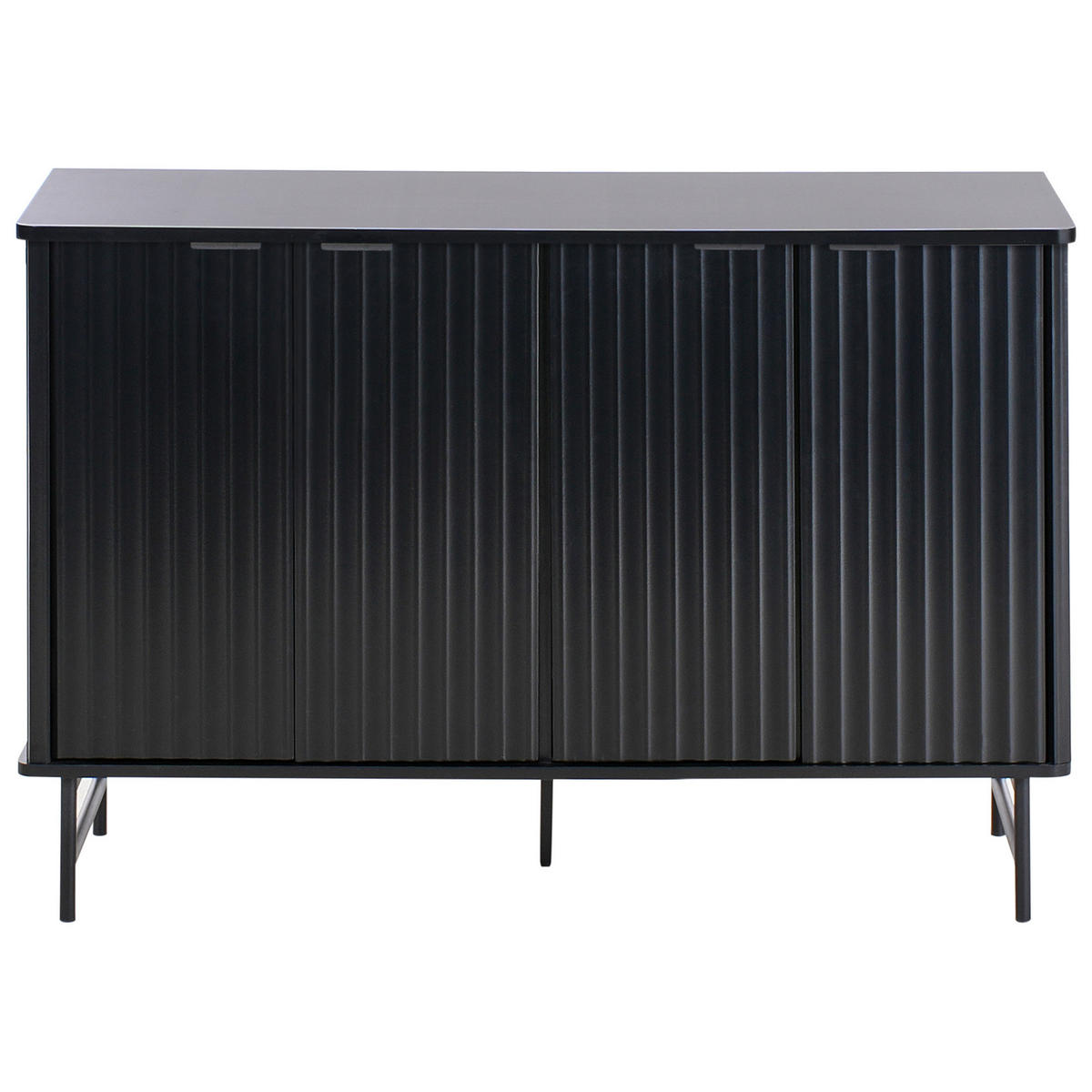 SCHRANK Schwarz Glastonbury - Schwarz, Holzwerkstoff/Metall (120/80/40cm) - Beliani