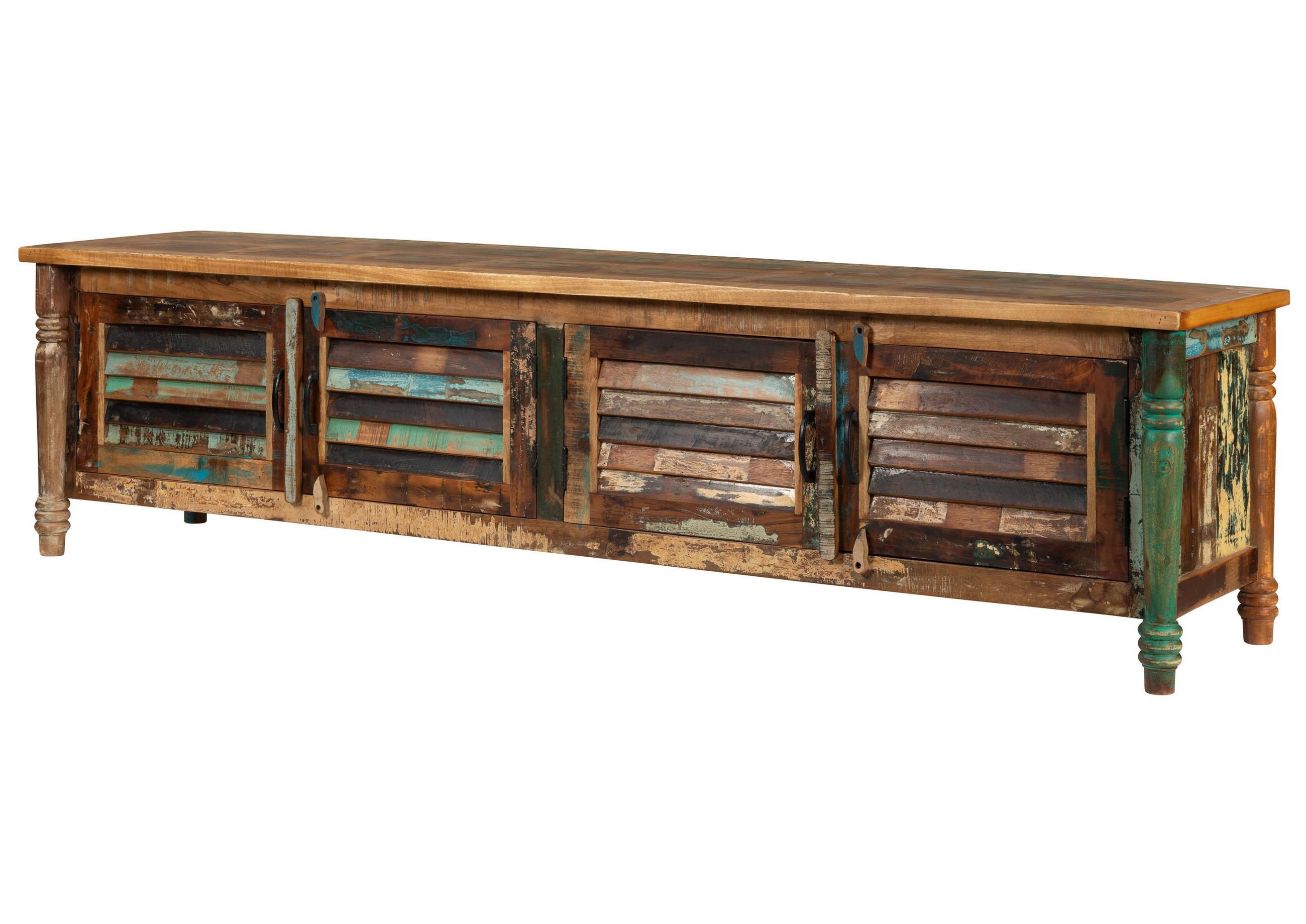 TV-BOARD Altholz 220x50x55 mehrfarbig lackiert FABLE #34 - Multicolor, Holz (220/55/50cm) - Massivmoebel24