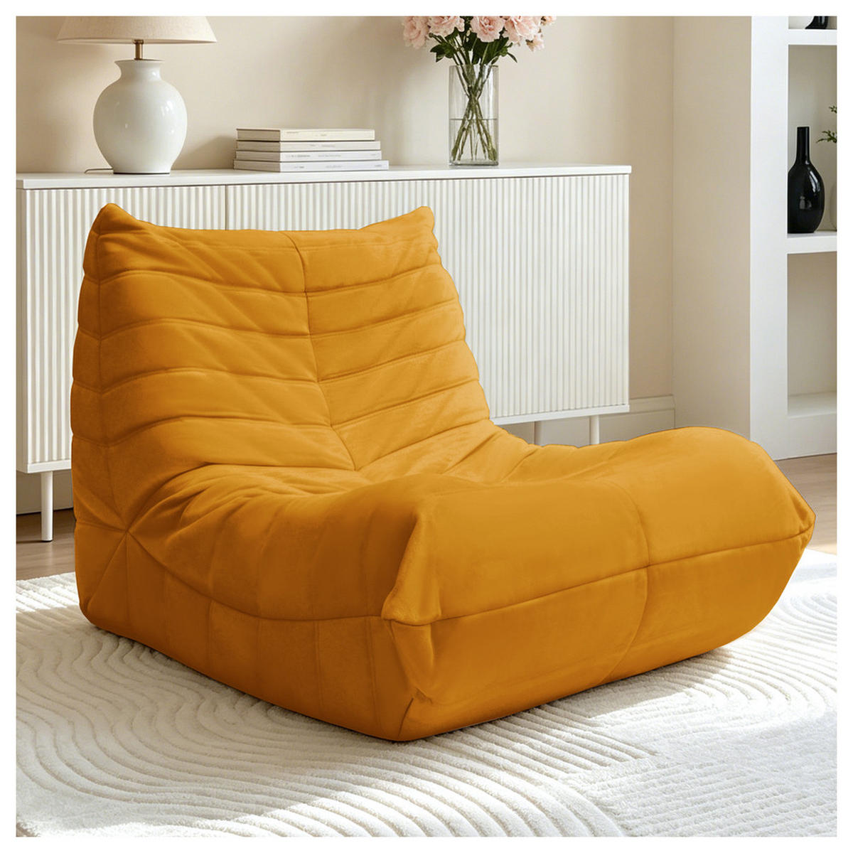 SITZSACK Schwammfüllung 100x90x70cm Kuschelig - Gelb, Textil (90/24/100cm) - Raelunyi