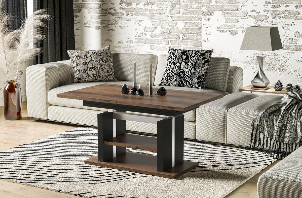 COUCHTISCH Dior höhenverstellbar ausziehbar bis 170 cm - Mooreichefarben, Holzwerkstoff (110/65/58cm) - Endo-Moebel