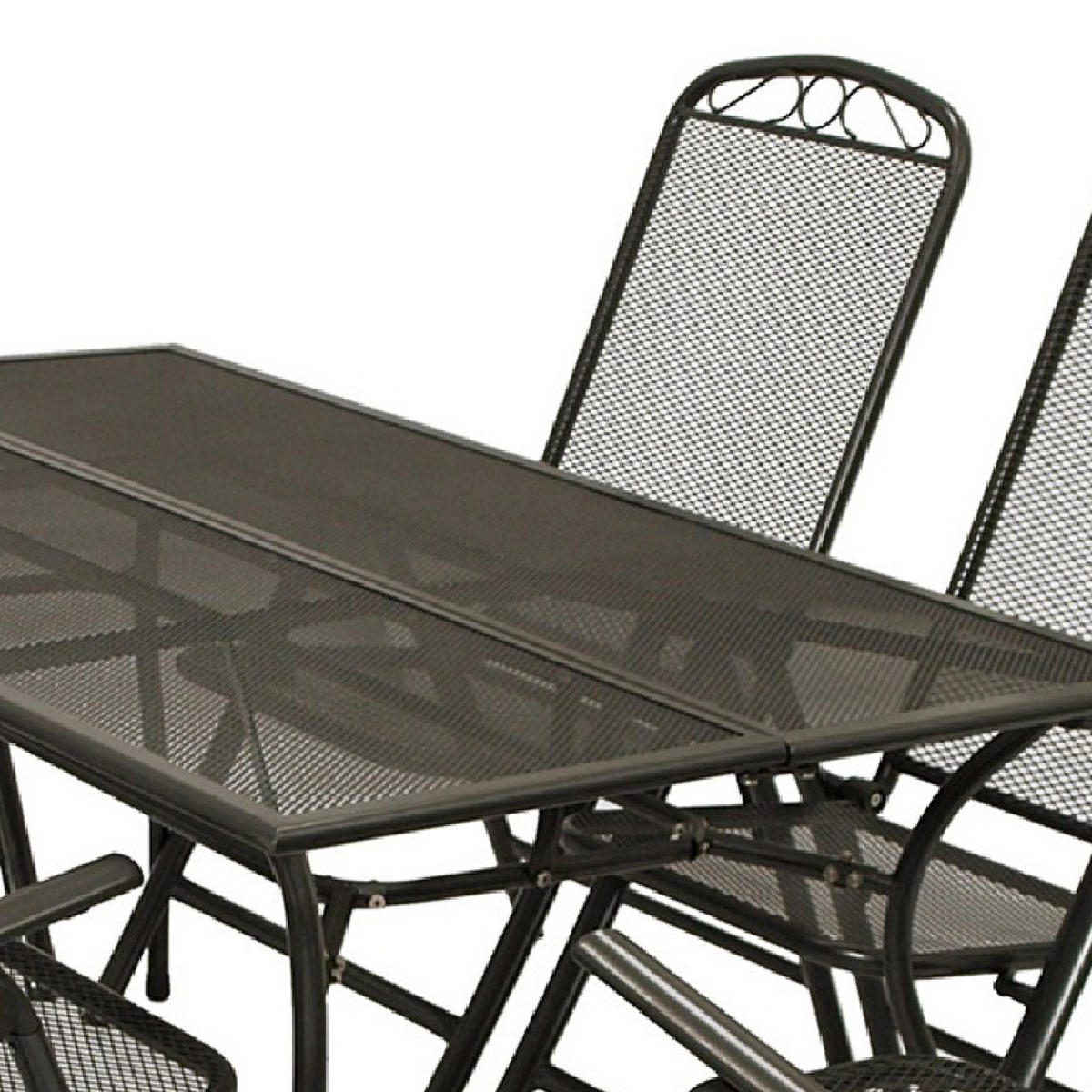 GARTENESSGRUPPE Glasgow - GartenGARTEN-GARNITUR für 6 Personen - Gartenmöbel Set 7-teilig - Streckmetall anthrazit - Grau, Metall - TPFGarden