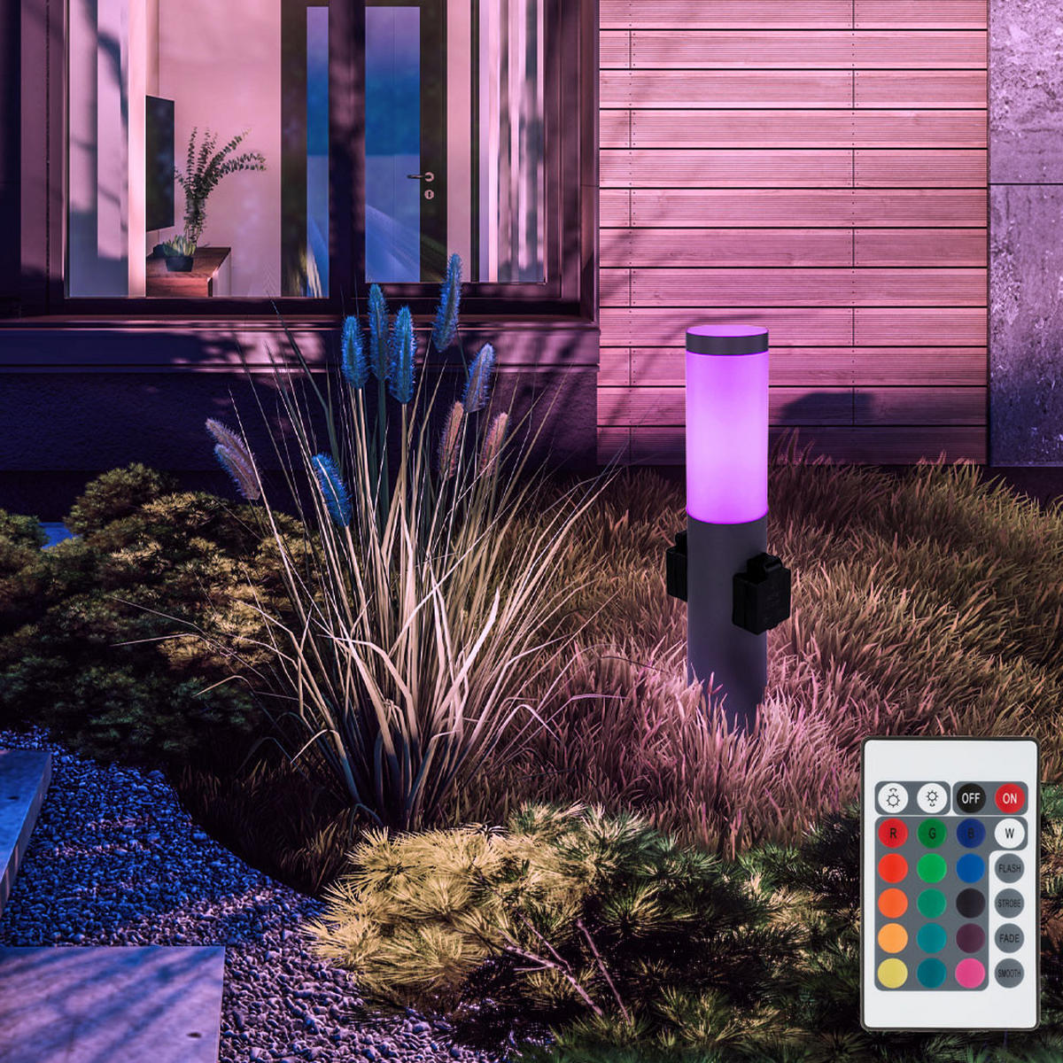 LED AUSSENLEUCHTE Edelstahl Anthrazit - Anthrazit, Kunststoff (12.7/12.7/45cm) - Globo Lighting