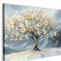 LEINWANDBILD Baum - Winter - Baum des Lebens - Modern - Gold Groß 140x90 cm - Goldfarben, Textil (140/90cm) - MuchoWow