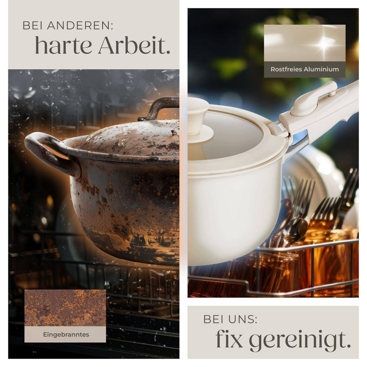 KOCHTOPFSET Genua,2 Küchenwerkzeuge und 3 Topfschoner aus Filz,weiß - Weiß, Metall - tectake