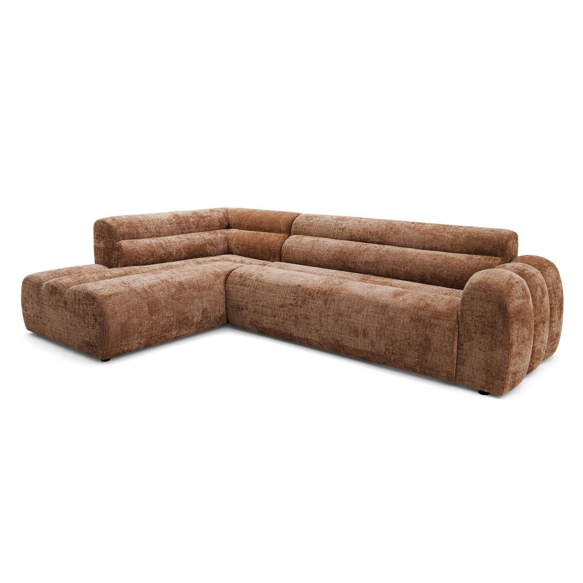 4-SITZER modulares Ecksofa VEER L Links, 283 x 190 cm, Chenille Webstoff Orange - Schwarz/Orange, Holz/Kunststoff (283/190cm) - Muffo