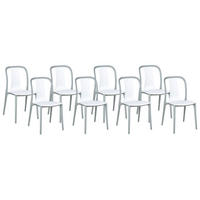 GARTENSTUHL 8er-Set Kunststoff weiß/grau Spezia - Weiß/Grau, Kunststoff (42/89/49cm) - Beliani