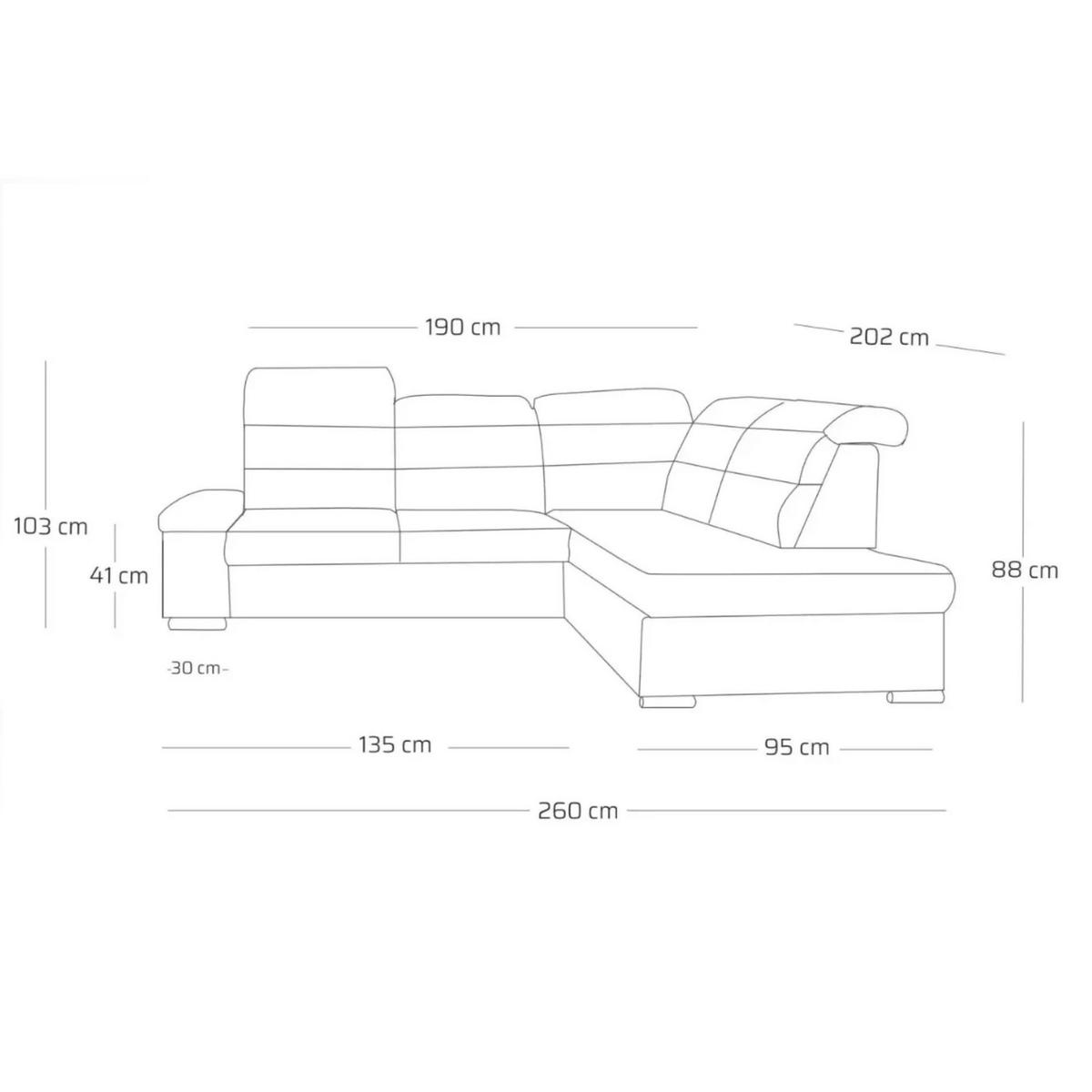 ECKSOFA CLOUD L Rechts mit Schlaffunktion 120x190 Velours Dunkelgrau - Chromfarben/Dunkelgrau, Holz/Kunststoff (260/202cm) - Muffo