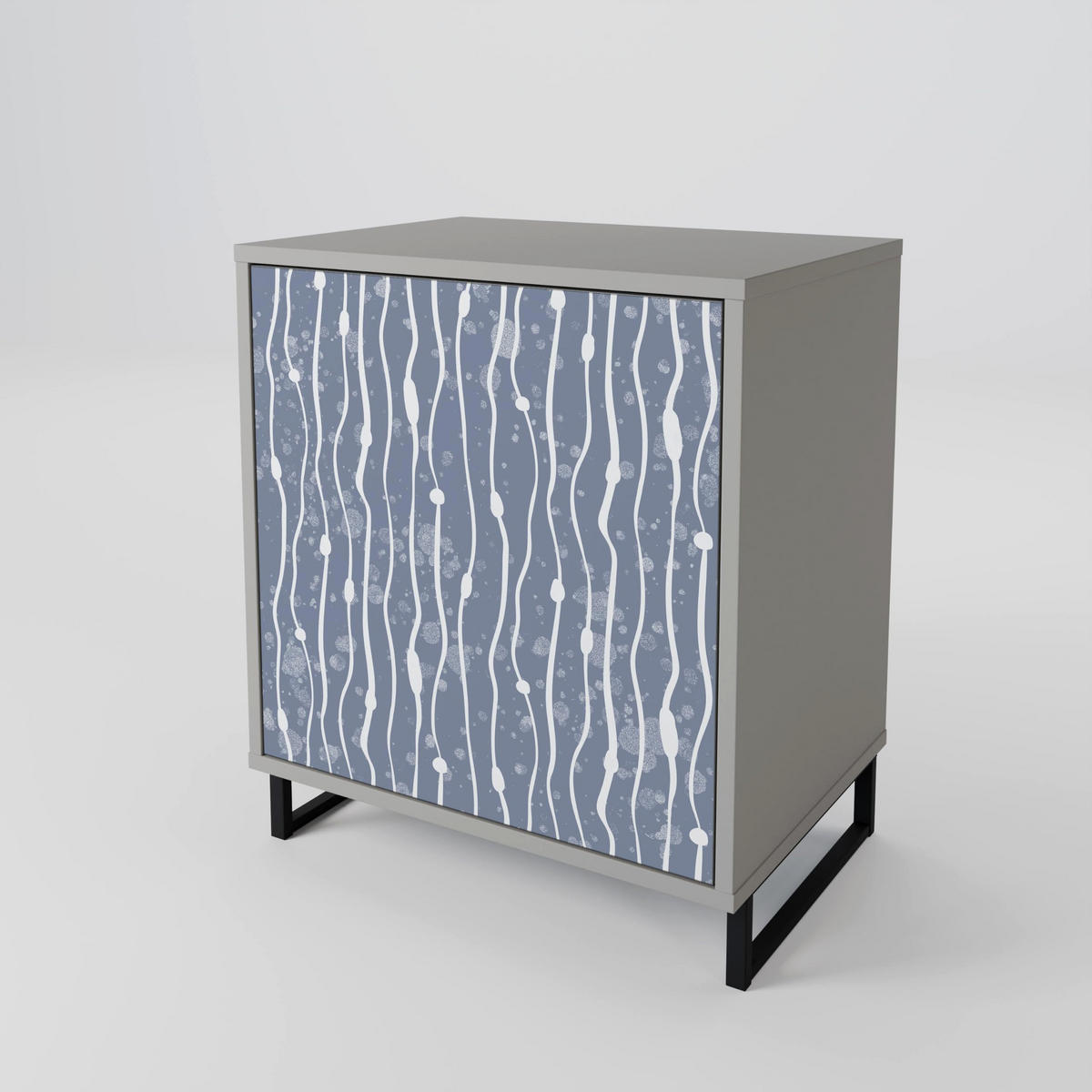 SIDEBOARD GRAPHITE RAIN, Grau, 57,5x42x70,5 cm, Schwarze Metall-Sternfüße - Multicolor/Schwarz, Holzwerkstoff/Metall (57.5/70.5/42cm) - SpaceRebels