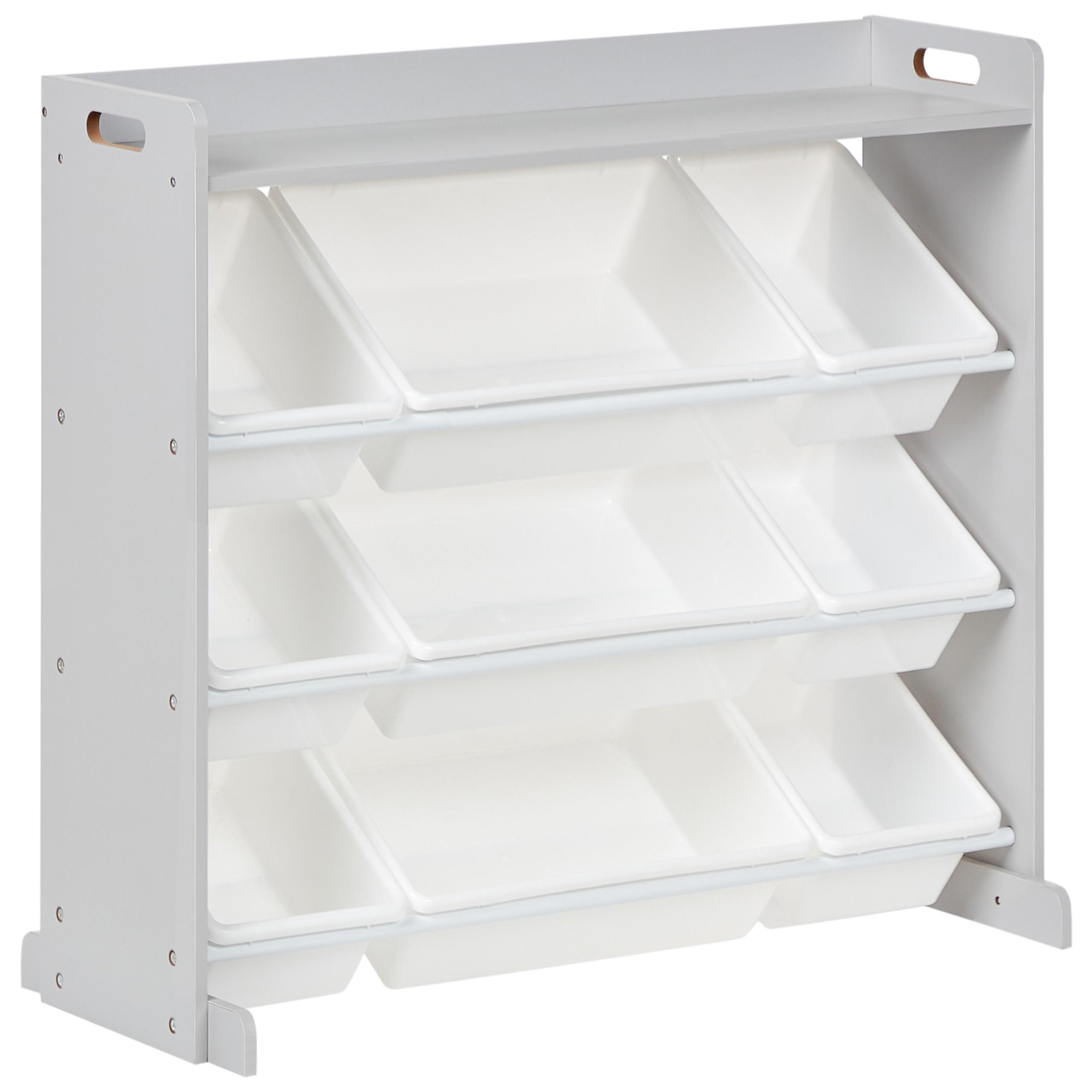 REGAL mit 9 Aufbewahrungsboxen 78 cm Grau Collie - Dunkelgrau/Weiß, Holzwerkstoff (86/78/39cm) - Beliani