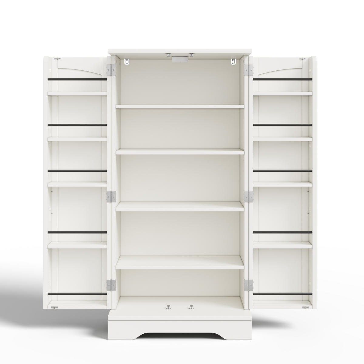 HOCHSCHRANK mit LED-Sensorlicht, 3D-Wellenmuster aus MDF, verstellbares Regal, 120/60/40 cm, Weiß - Weiß, Holzwerkstoff (60/120/40cm) - Redom