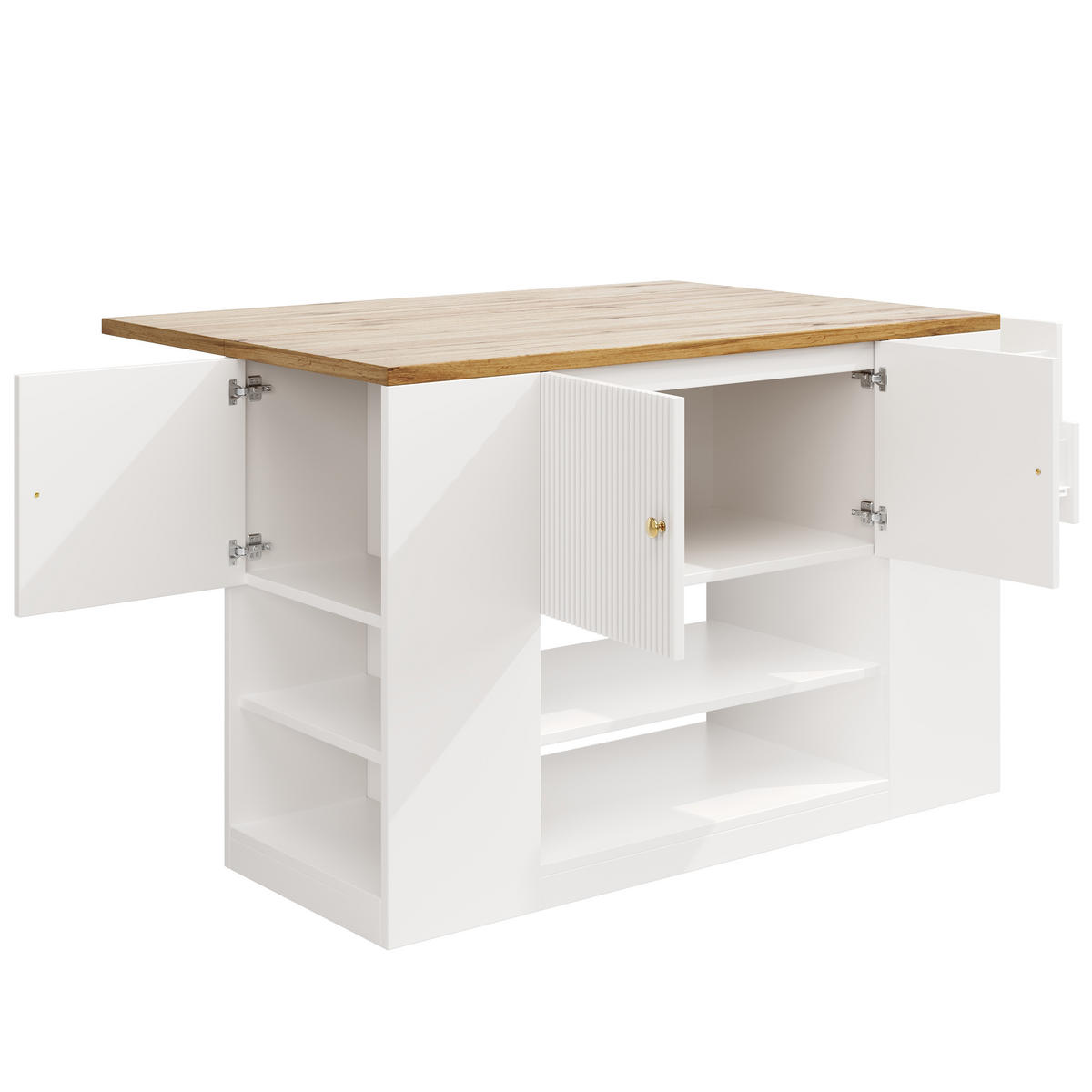 KÜCHENINSEL Weiß 140/40-70/90 cm - Weiß, Holzwerkstoff (140/90/40cm) - PANGIVO