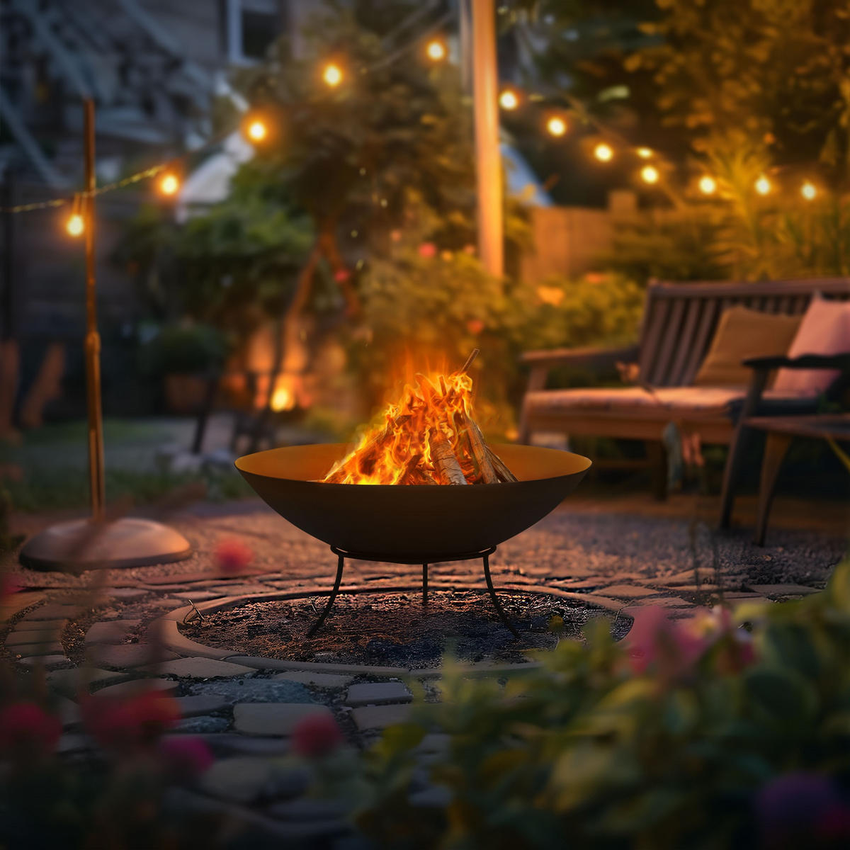 FEUERSCHALE - Schwarz, Metall (55/24/55cm) - ECD-Germany