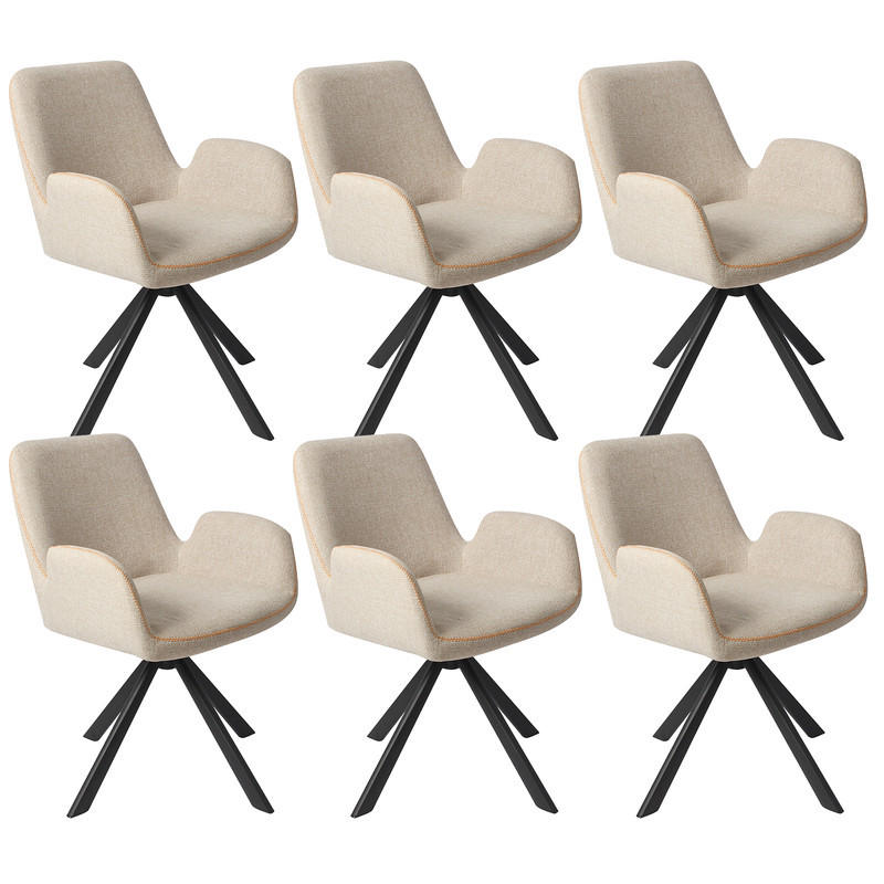 ARMLEHNSTUHL-SET 6 Stück in Stoff(YZ7) - Beige, Textil (56/82/59cm) - HOMAVO