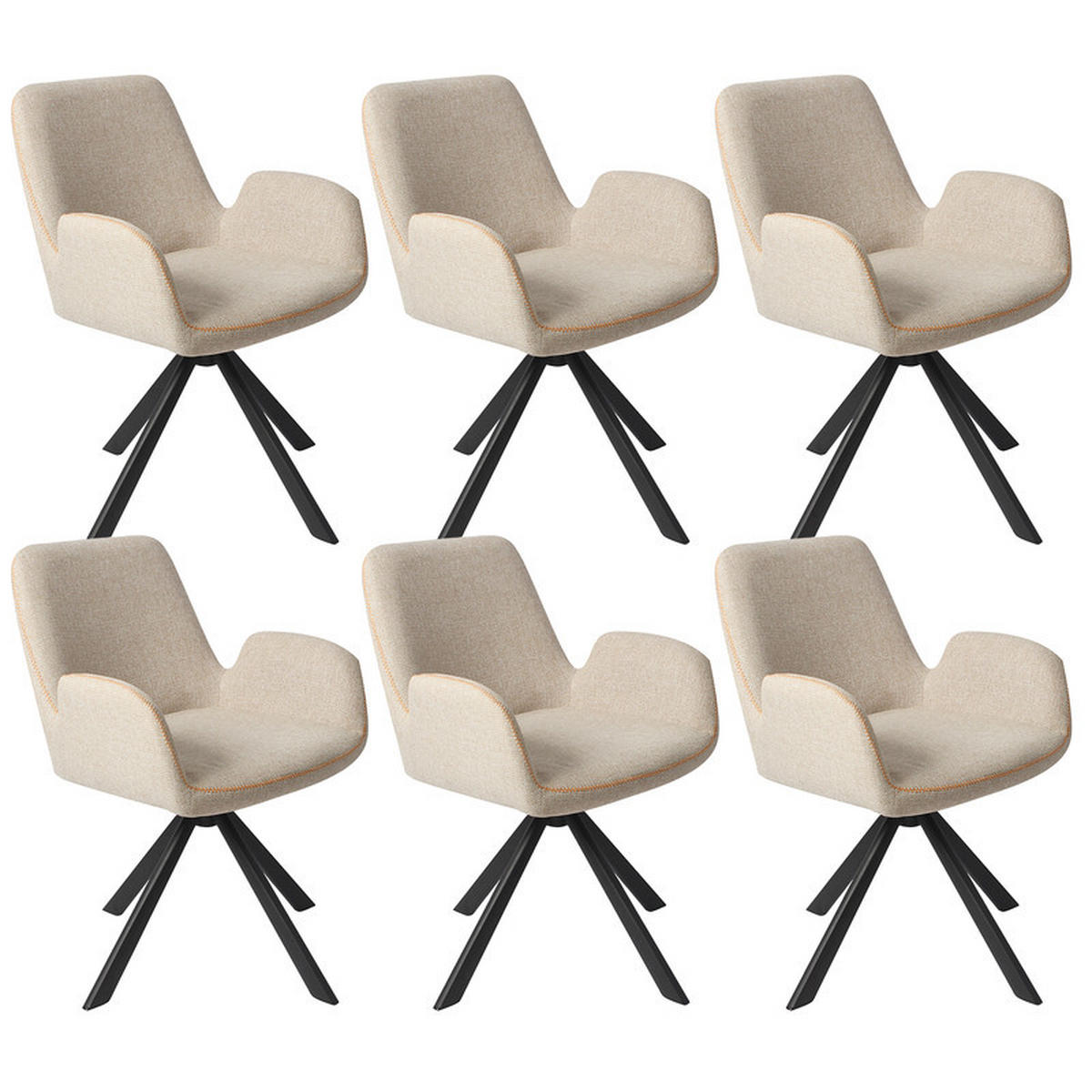 ARMLEHNSTUHL-SET 6 Stück in Stoff(YZ7) - Beige, Textil (56/82/59cm) - HOMAVO