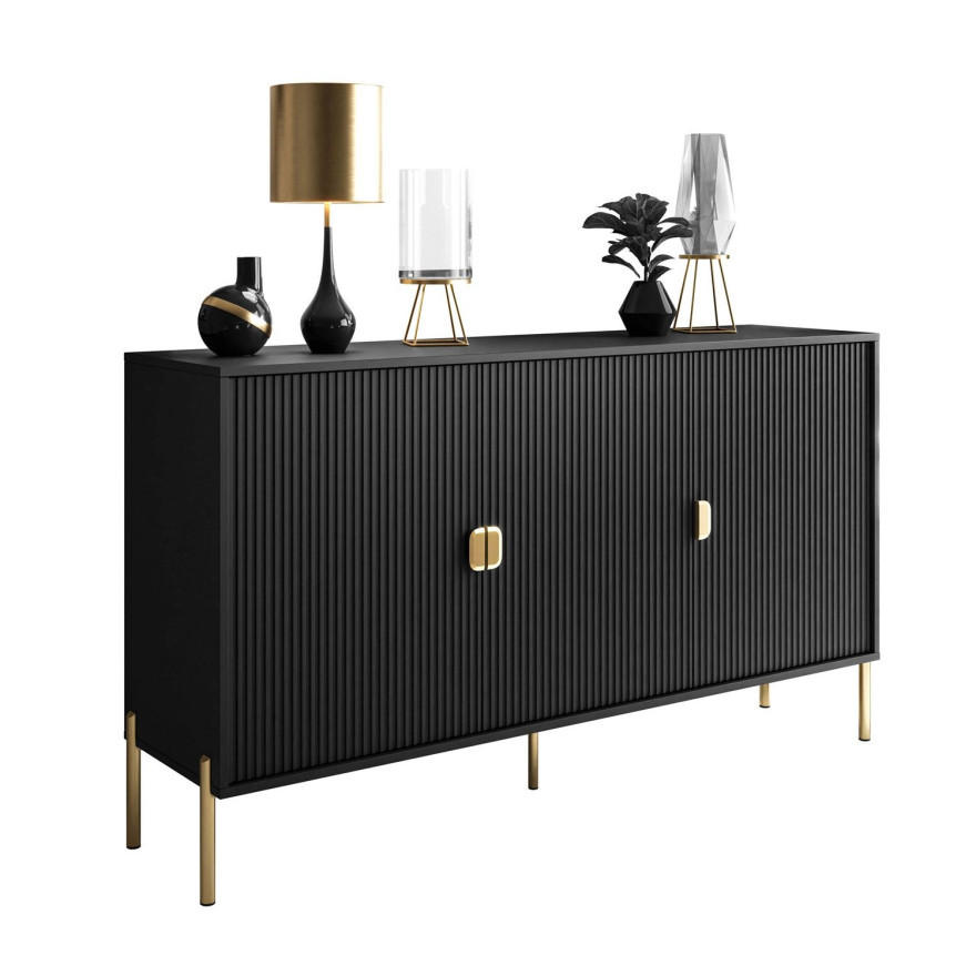 KOMMODE DALIA 3D - Goldfarben/Schwarz, Holzwerkstoff (154/84/49cm) - Lookway