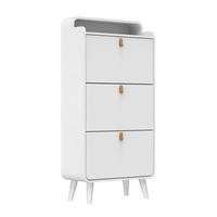 SCHUHSCHRANK aus MDF & Melamin in Weiß mit 3 Klapptüren - Weiß, Holzwerkstoff (63/133.7/29.5cm) - Modfu