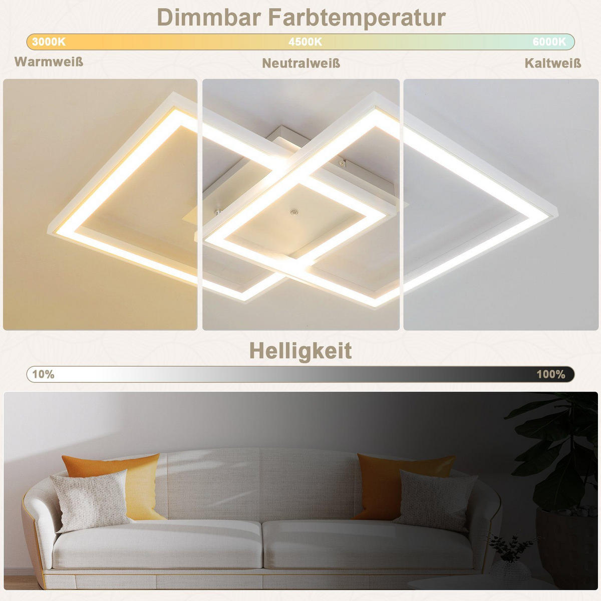 LED-DECKENLEUCHTE Kranzort 44.5/7.0/44.5 cm - Silberfarben, Metall (44.5/44.5/7cm) - ZMH