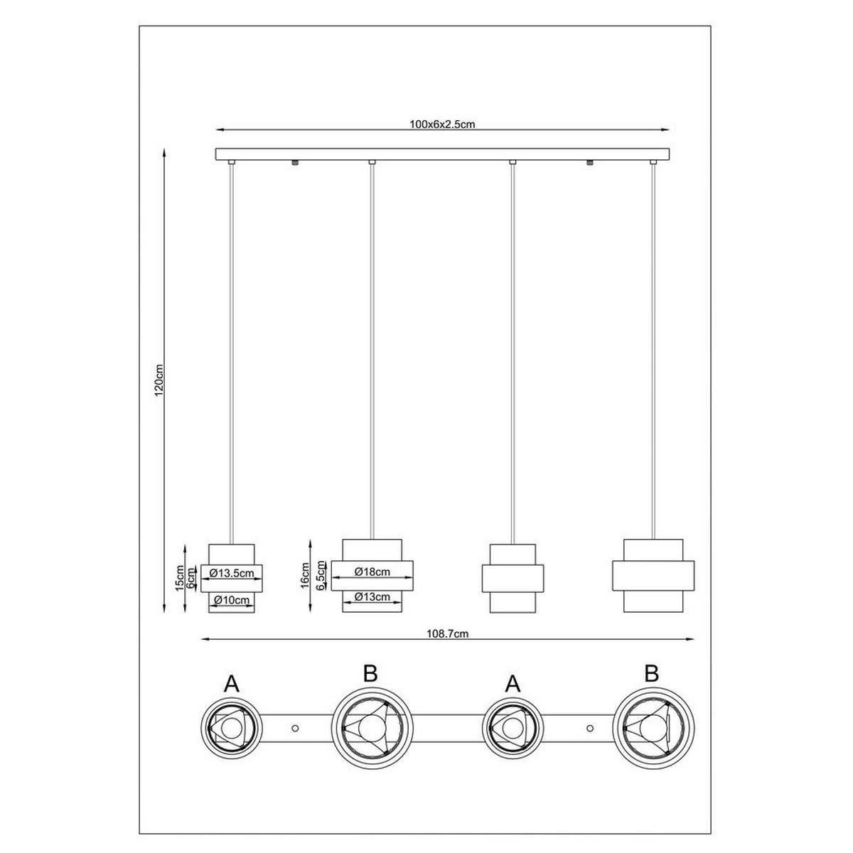 LED PENDELLEUCHTE DAREN, Metall, Schwarz, höhenverstellbar - Schwarz, Glas (108.7/18/120cm) - Globo Lighting