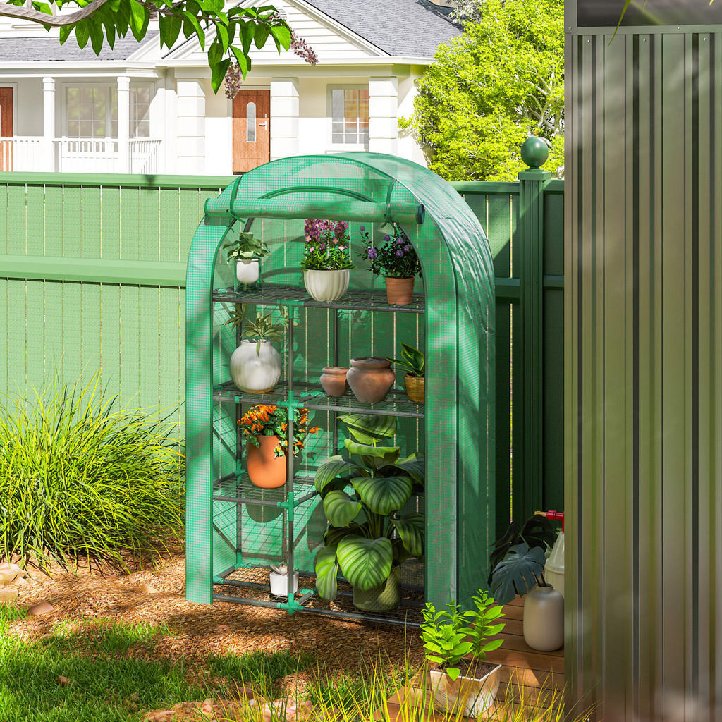 Thumbnail - Outsunny Gewächshaus,, Grün, Metall, Kunststoff, 45x160x100 cm, Gartenzubehör, Hochbeete