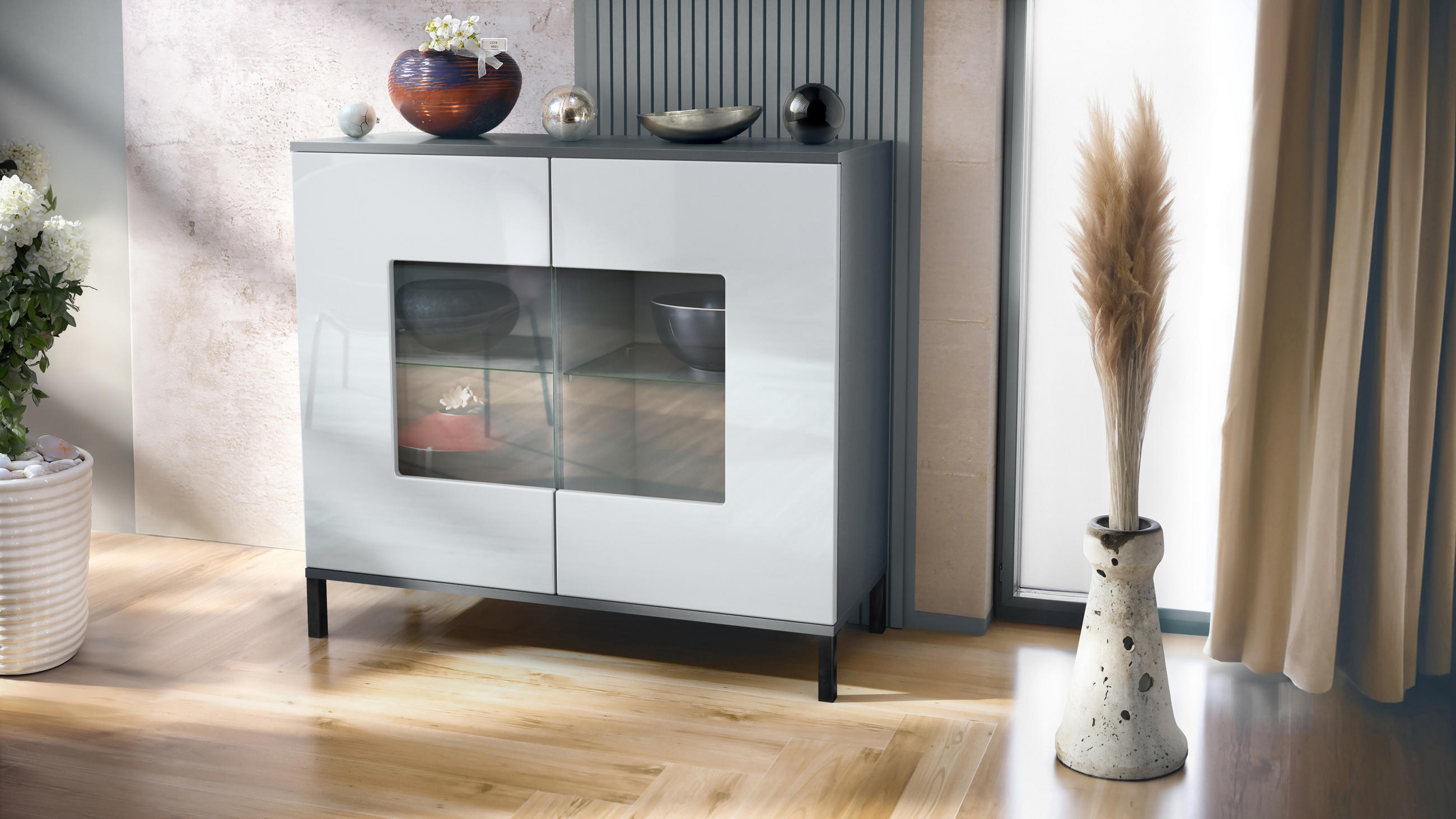 KOMMODE Grömitz Weiß Hochglanz - Weiß Hochglanz, Holzwerkstoff (92.5/83.5/35cm) - Vladon