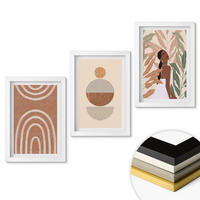 WANDBILDER 3er-Set - 20x30 cm Weißer Rahmen - Stilvolle Pflanzenmuster und Geometrie - Weiß, Kunststoff (20/30cm) - ArtPrintCave