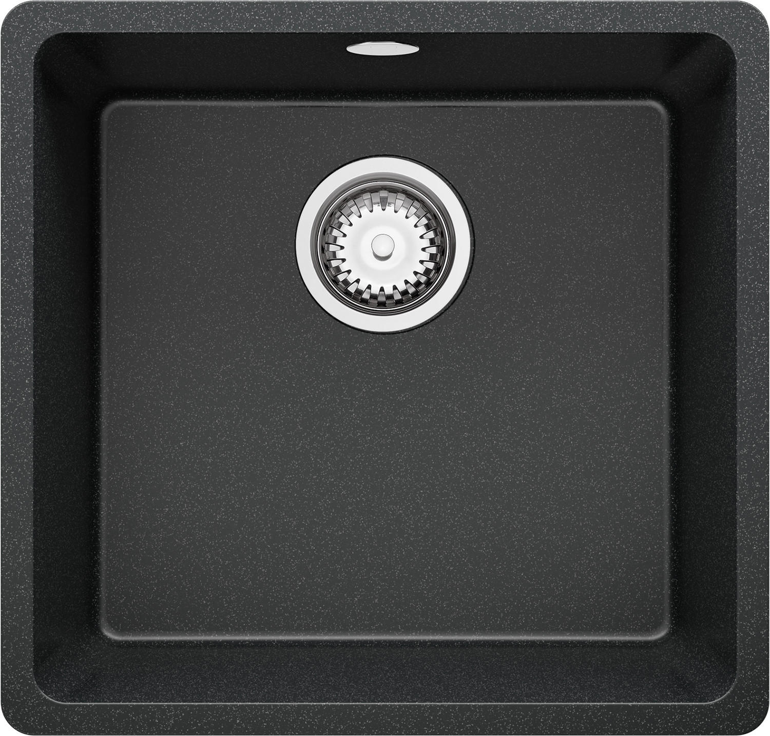 SPÜLBECKEN Venedig Slim Easy, 2-er set Anthrazit 46/44 cm 1 Becken + Ablauf-Set ab 50er Unterschrank - Chromfarben/Anthrazit, Kunststoff (46/20/44cm) - Primagran