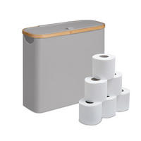 TOILETTENPAPIER-AUFBEWAHRUNG - Grau, Holz/Textil (43/38/17cm) - Relaxdays